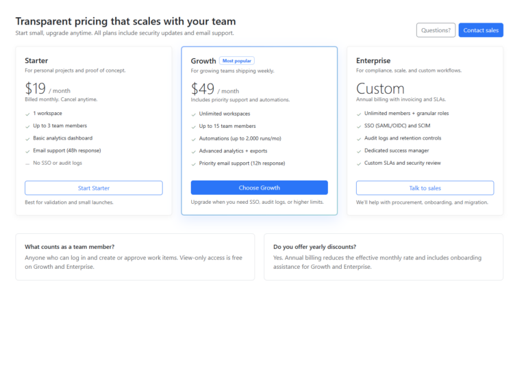 Responsive Bootstrap 5 Pricing Tables with Featured Plan and Comparison List